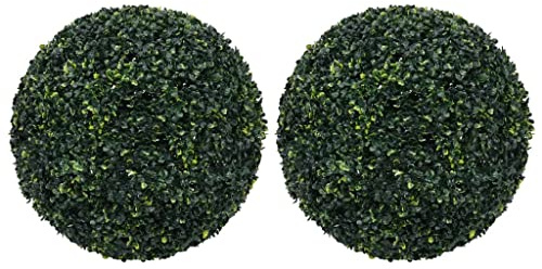 vidaXL 2X Buchsbaumkugel Künstlich Dekopflanze Buchskugel Kunstpflanze Buchsbaumkugeln Kunstbaum Zimmerpflanze Grünpflanze Deko 52cm
