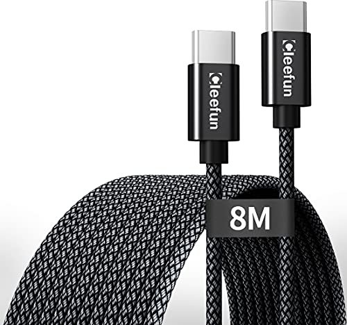CLEEFUN Extra Lungo Cavo USB C USB C 8M, PD 60W/3A Ricarica Rapida Cavo USB Type-C 8 metri per Galaxy S25 S24 S23 S21 S20 + Note 20 10 Plus, A13 A15 A55 A71 A50 A51, Pixel 9 8, Switch