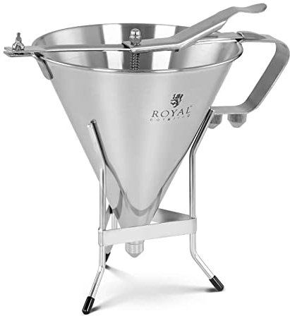 Royal Catering Embudo para Salsas Dosificador Profesional RCSD-11 (Fabricado en acero inoxidable, Capacidad: 1,8 L, Boquillas de dosificación: 4, 5, 6 mm)