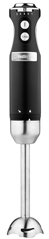 Westinghouse Retro Hand Blender - 600W Handheld Stick Blender for Kitchen - Stainless Steel Electric Soup Blender - Food Mixer with Various Speeds and Turbo Setting - Black