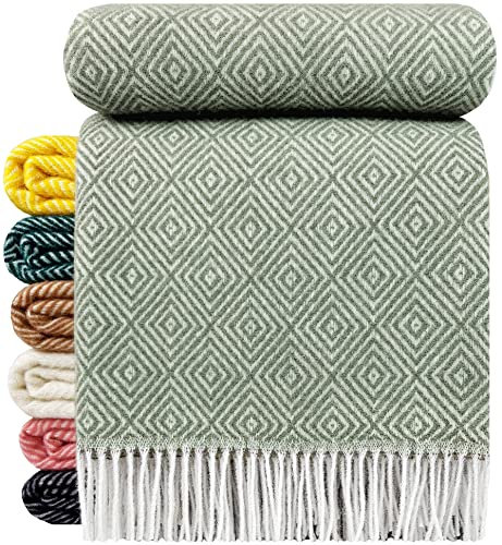 STTS International Manta de lana, 100% lana virgen, 140 x 200 cm, manta de lana virgen, manta de lana virgen, disponible en muchos colores (D-V))