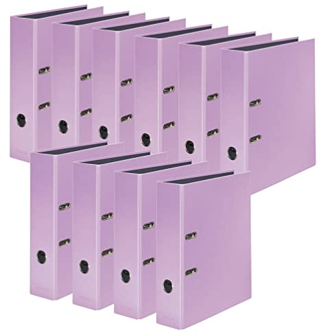 Falken Original Pastel Colour Folder Pack of 10 Made in Germany 8 cm Wide DIN A4 Pastel Colour Lilac Purple Ring Binder Letter Folder Office Folder Plastic Folder Slit Folder Motif Folder