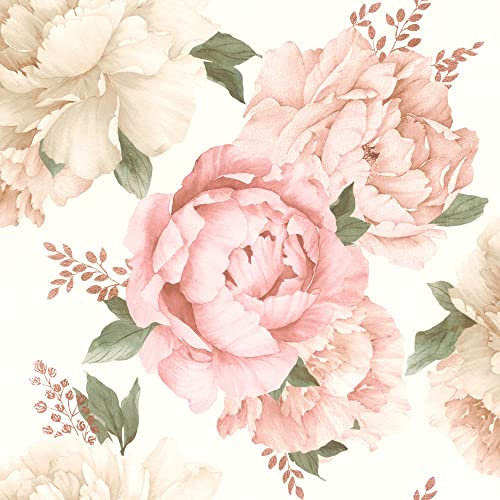 Rasch Tapete 278705 - Helle Tapete mit Blumen in Rosa und zartem Beige - 10,05m x 0,53m (LxB)