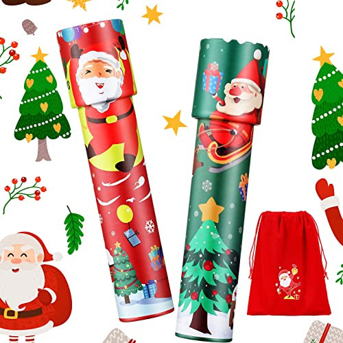 Harrycle 2 Stück Weihnachten Kaleidoskope Weihnachtsstrumpf Füller Kaleidoskop mit 1 Flanell Weihnachten Geschenk Säcke Geburtstag Geschenk für Party Deko