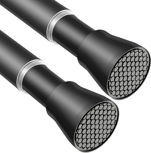1 Stück Gardinenstange ohne Bohren 70-120cm Teleskopstange, Schwarz, Ø22mm | Werkzeuglose Montage, Einfach Eindrehen. Klemmstange für Fenster, Schrank, Bad & Duschstange, Türvorhang, Schränke, Trennwand