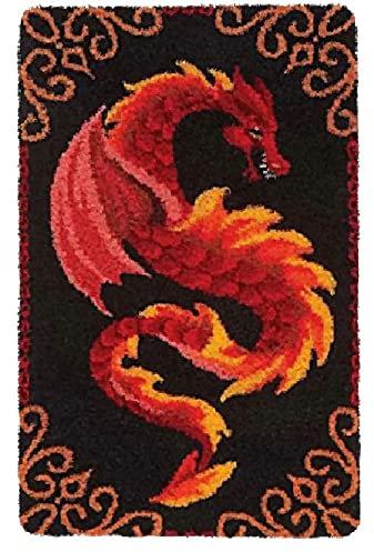 YOOTOM Knüpfteppich Zum Selber knüpfen, Knüpfsets Latch Hook Kit Selbst Knüpfen Set für Kinder und Erwachsene, Farbmuster vorbedruckt, DIY Latch Hook Rug Kits 50x38CM