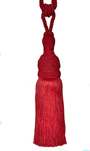 Mosel Avenue Art & Gobelin Studio *DE* XL Gardinenhalter mit Kordel 75 cm Quaste 29 cm Raffhalter Farbe Rot