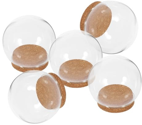 Milisten Wohnkultur Startseite Cloche-Glocke 5 Stück Glaskuppel Mit Korkboden Dekorative Mini-Glasflaschen Kuppelgläser Vitrine Für Blumenaufbewahrung Partydekoration Glas
