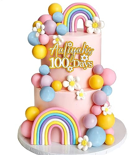 35 PCS Groovy Cake Toppers Boho Cake Topper Hippie Birthday Decorations with Flower Rainbow Balls for Boho Groovy Theme Birthday Supplies