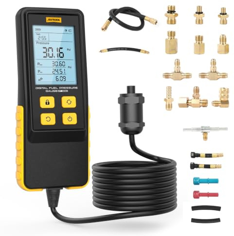 AUTOOL Manomètre de Pression de Carburant, PT630 Kit de Test de Pression de Carburant, 0-426PSI 0~29bar, pour le Test de Pression de Carburant des Moteurs à Essence