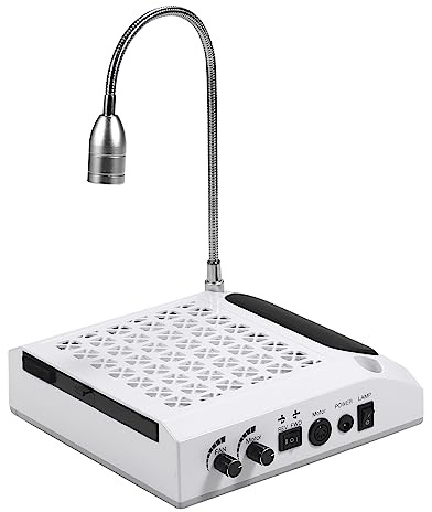 Nagel Staubsauger mit LED Lampe Professionelle Staubabsaugung Nagelstudio & Zuhause, 80W Leistungsstarker Leiser Nagelsauger mit Filter, einstellbare Geschwindigkeit Nail Dust Collector