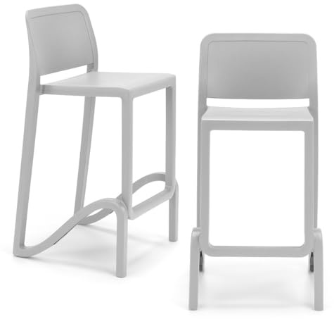 REDÒKASA Sgabello in polipropilene GIANO altezza seduta 65cm, impilabile, idrorepellente, resistente ai raggi UV, design moderno e innovativo, ideale per la cucina, la veranda o giardino (2, Bianco)
