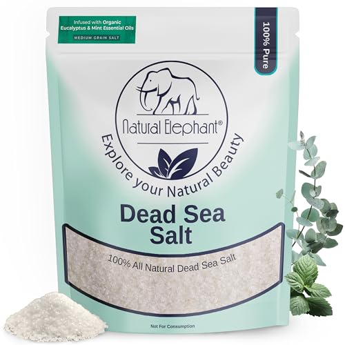 Natural Elephant Dead Sea Eucalyptus Mint Bath Salt - Bathing and Foot Soak for Energizing and Refreshing 100% Pure with Organic Eucalyptus Mint Essential Oil Medium Coarse Grain (10 lb (160 oz) Bag)