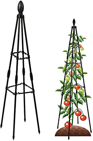 Pflanzenkletterregal, Obelisk-Spalier, Metall-Gartenspalier, Pflanzenstütze für Weinreben und Blumenständer, Pflanzenturm (120 cm)