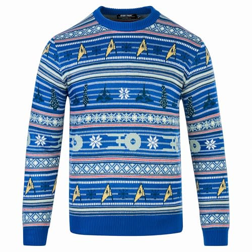 Star Trek Christmas Sweater XXL - Official Merchandise Gifts for Men and Women Blue