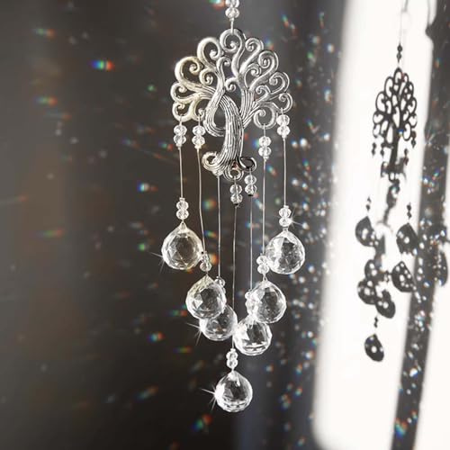 Attrape Soleil Cristal, Capteur a Suspendre Arc-en-Ciel Suncatcher Pendentif Soleil l'étoile Lune Capteur pour Fenêtre Chambre et Jardin Noël Jour de fête Mariage (Transparent)