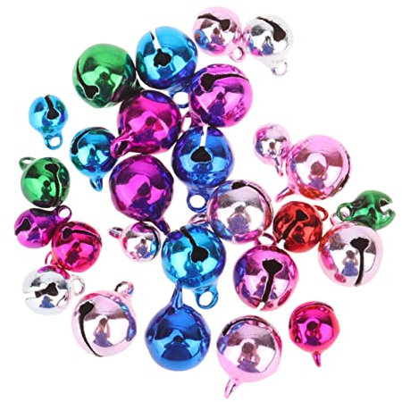 GOOHOCHY 150stücke Glöckchen Weihnachten aus Bunte Weihnachtsglocken Verschiedene Umweltfreundlich Beschichtet für DIY Dekoration Zufällige Farbe
