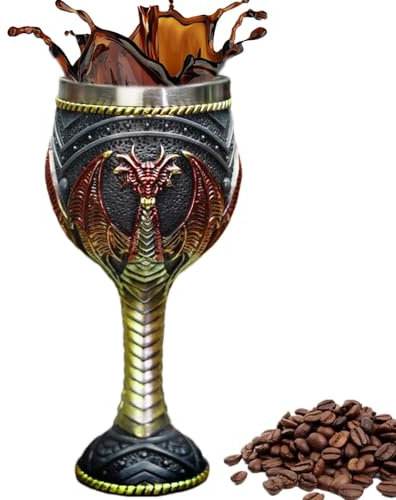 Stronrive Gobelet à vin médiéval, gobelet à vin dragon médiéval - Gobelet à calice à vin Dragons - Verres à vin de dragon médiéval, gobelet à calice à vin fantastique, tasse en acier inoxydable pour