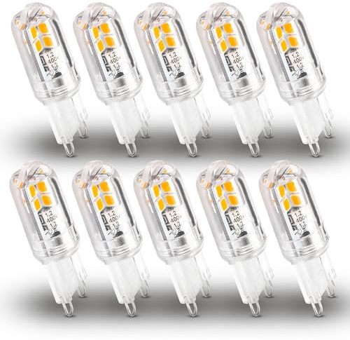 Xyanmc G9 LED Bulb Low Wattage 2W 200LM LED Night Light Bulbs, 20W Replacement, 2700K Warm White, AC120V Bi-Pin Base Bulbs for Chandelier Pendant Under Cabinet Lights No Flicker Non-Dimmable,10 Pack