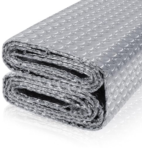 Reflective Bubble Insulation Sheet, Double Side Aluminum Foil Bubble Shield, Aluminum Foil Thermal Insulation Radiant Barrier for Windows, RV, Roof, Garage Door (47IN X 15FT)