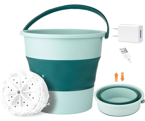 Portable Washing Machine, 10 L Foldable Washing Machine, Folding Underwear Washing Machine, Ultrasonic Turbine Sock Clothes Portable Washer for Baby Clothes, Underwear, Camping, RV, Travel