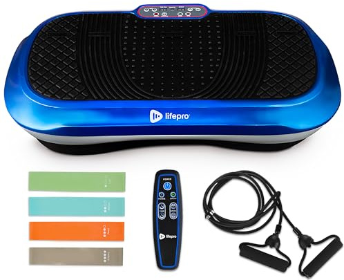 LifePro Vibration Plate Exercise Machine For Lymphatic Drainage | Waver | 99 Speed Levels & 9 Program Mode | Full Body Exercise Machine For Home Use | Resistance Bands & Remote | Blue