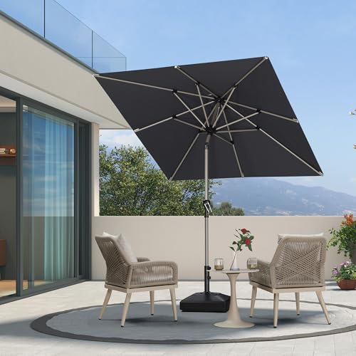 PURPLE LEAF Parasol de Jardin Extérieur Inclinable 2 x 2 m Carré, Parasol Droit avec Châssis en Aluminium Champagne, Toile UPF 50+ pour Balcon Jardin Terrasse Patio Piscine, Gris