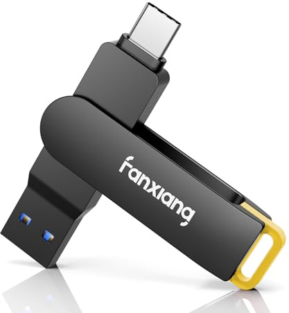 fanxiang USB Stick 64GB USB 3.2 Gen 1 Flash Drive Up to 260 MB/s Dual Port Drive Memory Stick with Type-C and USB A for Storage - F375
