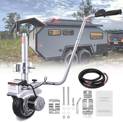 Fablestoryem 12-V-Stützrad mit Motor, Anhängerheber mit Ratsche, elektrischer Anhängerwagen, Anhängelast 2270 kg, Geschwindigkeit 6-7 m/min, für Wohnwagen, Bootsanhänger, 350 W