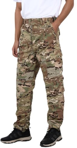BWBIKE Pantaloni Cargo Tattici Uomo - Mimetico Militare Antistrappo - Pantaloni da Combattimento Impermeabili - Trekking, Caccia, Escursionismo & Uso Quotidiano