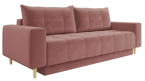 Mirjan24 Schlafsofa Sobreti mit Bettkasten, Couch mit Schlaffunktion, 3 Sitzer Sofa mit Bettfunktion, Bettsofa Polstersofa Couchgarnitur (Bluvel 52)