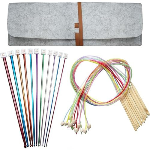 12pcs Tunesischer Häkelhaken Mit 11pcs 2-8 Mm Aluminium Afghanische Strick Nadel Holz Tunesian Häkelhaken Mit Kabel
