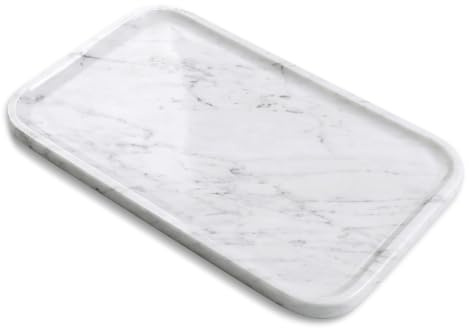 Yew & Tulip Tablett aus natürlichem Marmor, 35,6 x 21,6 cm, für Küche, Bad, Wohnzimmer, Serviertablett für Schmuck, Kerzen, Dekor (Carrara-Weiß)