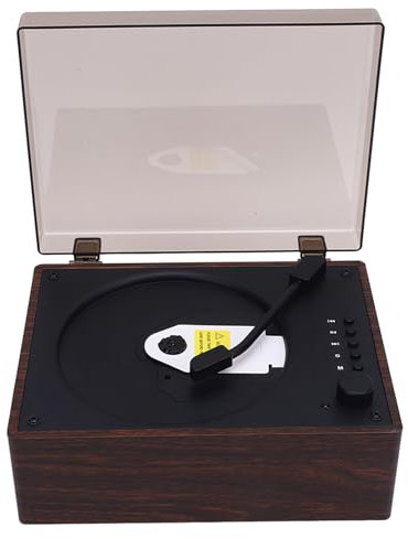 Annadue Lettore CD da Tavolo Vintage, Lettore CD Portatile Multifunzionale con Suono Chiaro, Altoparlante Bluetooth 5.0 retrò per Casa, Auto, Studio, Viaggi (Colore noce)