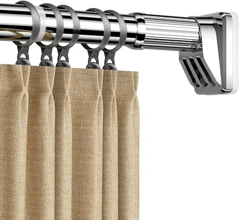 Asta a tensione regolabile da 40 a 490 cm, senza trapano, in acciaio inossidabile, asta per tenda da doccia, espandibile, per bagno, cucina, finestra, armadio (acciaio inossidabile rotazione a 360°)