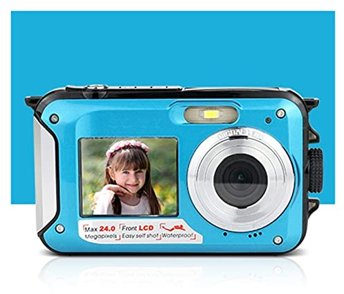 JOJIDE Video Camera, 48MP Compact Digital Cameras For Photography Waterproof 2.7K Retro Vintage Video Recorder Dual Screen Photo Camcorders 16X Zoom(No TF Card,Blu)