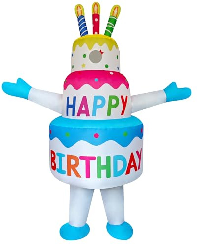 PhiGie Funny Inflatable Birthday Cake Costume for Adult | Cosplay, Blow-Up Cake Suit/Outfit, Birthday, Christmas