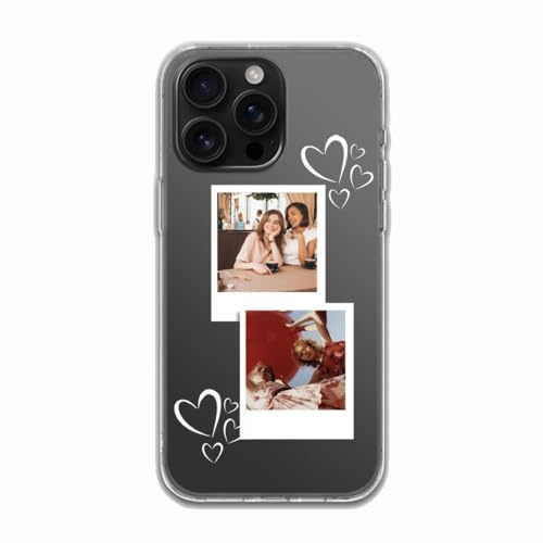 Transparente, anpassbare weiche Hülle mit zwei Fotos für iPhone 16 Pro 16 15 14 13 12 11 XR X 8 7 SE