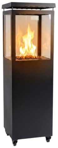 Calefactor de Gas para Patio HEAT Outdoor Living - 6,5 kW - 40 x 28 x 132 cm - Acero - Elegante Calefactor de Gas para Patio (Negro)