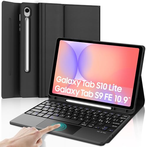 Cover Tastiera per Samsung Galaxy Tab S10 Lite/S10 FE/S9 FE 10.9/S9 11 | Keyboard Touchpad Magnetico Staccabile, Italiano QWERTY, Custodia Tastiera Trackpad Bluetooth con Portapenna, Nero