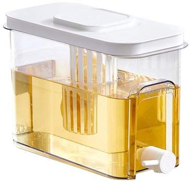 Jarra de agua moderna de 4 litros con grifo para almacenamiento de tés helados de limón, para el hogar, cocina, jarra de limón transparente esencial con asa