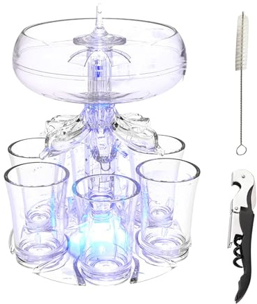 Shot Dispenser Set for Men 45ml, Drink Dispenser with 6 Glasses, Adjustable with Led Light Shot Pourers for Spirits, Multiple Liquor Dispensers Liquor Pourer, for Juice Cider Whiskey Cocktail