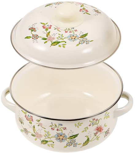 jojofuny Marmite en Émail 18 CM Multifonction pour Cuisson Soupe et Ragoût Casserole Épaisse Compatible Induction et Gaz Ustensile Cuisine Solide pour Préparation Maison