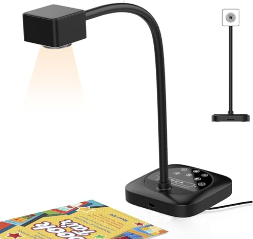 Nolansend 4K Visualiserare för undervisning, USB-dokumentkamera, PC-tittare för klassrum med LED-ljus, autofokus, bildinvertering, vikning, för klassrumsvisualisering, undervisning online, lärande