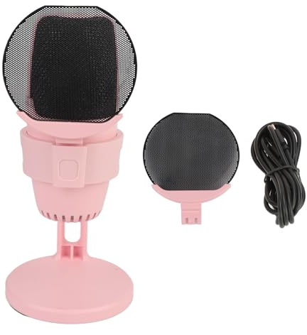 AlcheLHymist Microphone à condensateur USB avec lumière RVB, Micro de Jeu sur PC, Micro d'enregistrement cardioïde en Studio pour Streaming en Direct, Podcast, Micro à condensateur USB Plug (Rose)