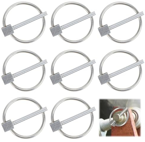 Yooyan Pack of 8 Folding Pin Assortment, 3 mm Safety Pin Lynch Pin, Folding Pin Stainless Steel Safety Pin for Boat, Bike, Trailer, Tractor, Safety Bolts