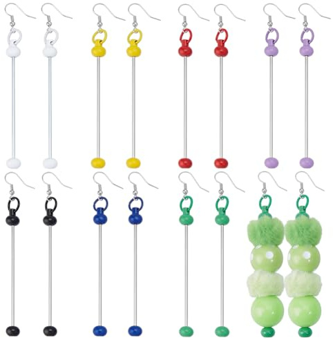 nbeads 14 Stück 7 Farben Perlenohrringstäbe Perlenohrring Anhänger Aus Metall Mit Rohling Platin Für DIY Schmuckherstellung 10.3cm Lang