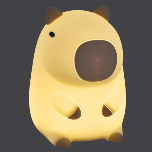TFA Dostmann Nachtlicht Kinder CAPYBARA wiederaufladbares LED Nachtlicht Baby, 43.2042, aus Soft BPA-freiem Silikon, 2 Helligkeitsstufen, USB Akku & 20 Min. Timer, Schlummerlicht, braun