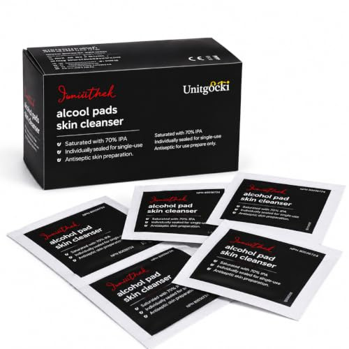 Salviette Alcool IPA 70% Monouso per Pelle, 100 pz | Preparazione pre-tatuaggio, Igienizzazione superfici, Confezionate singolarmente, Azione igienizzante, Uso professionale