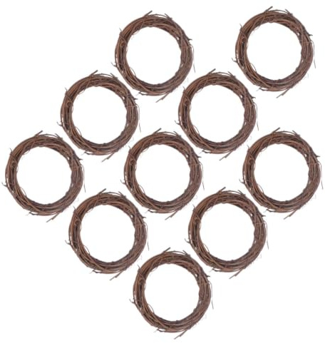 Hemobllo Anneaux en Rotin Marron Couronnes de Vigne Suspendables pour Décoration DIY Lot de 10 pour Fêtes, Mariage et Décoration Intérieure